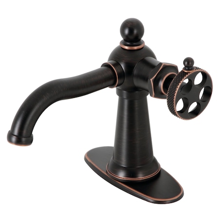 Kingston Brass KSD354RKXNB Single-Handle Bathroom Faucet with Push Pop-Up, Naples Bronze KSD354RKXNB